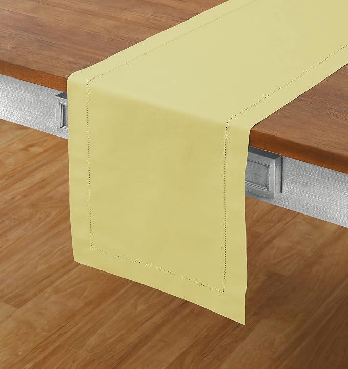 Solino Home Cotton Linen Yellow Table Runner 120 Inches Long - Image 2