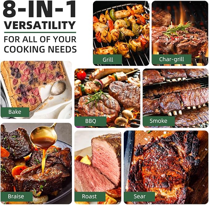 Pellet Grill Smoker 8 In 1 Outdoor Wood Electric Pellet BBQ Grill - Image 7