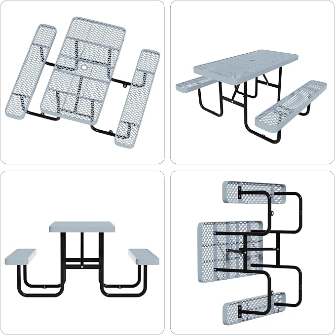 48'' Rectangular Steel Picnic Table - Image 8