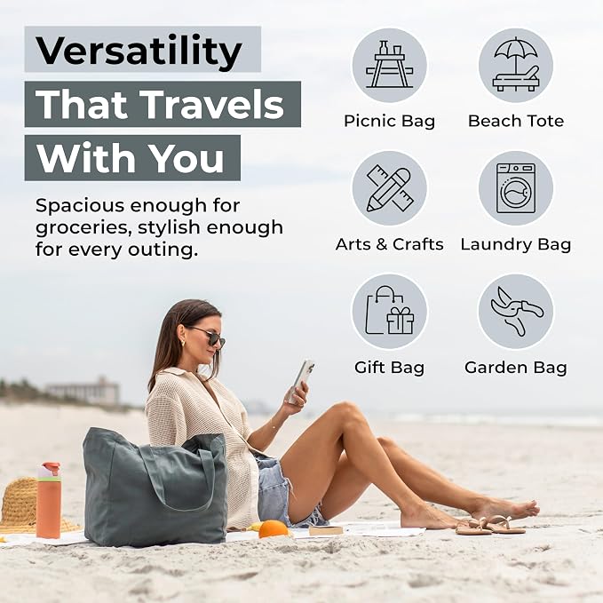 VeraMia Canvas Grocery Bag 3pc XL Set - Image 5