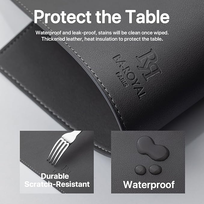 Faux Leather Placemats Set of 12 Vinyl Washable Wipeable Table Mats - Image 6