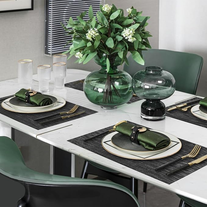 Table Mats Set of 8, Vinyl Table Place Mats Stain Resistant Foldable Placemats - Image 6