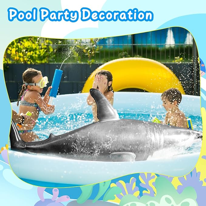 Extra Large Inflatable Shark Pool Toy, 79inch Shark Pool Birthday Party - Image 3