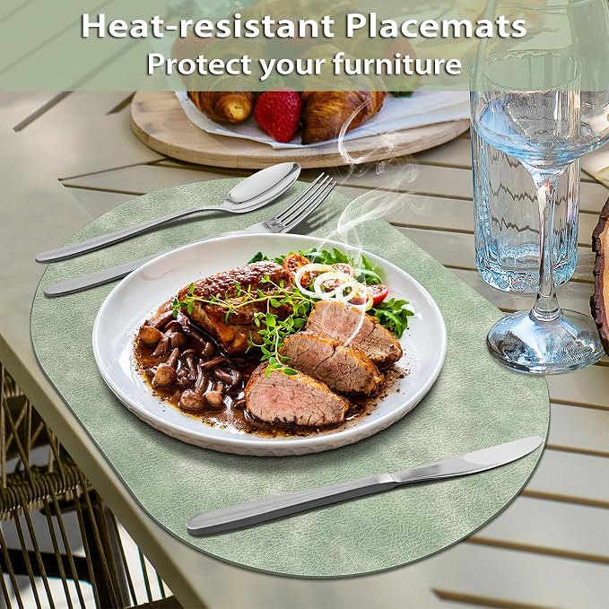 ADRIMER Placemats, Heat Resistant Oval Placemats Set of 6 Washable 12 x 17 Inch - Image 2
