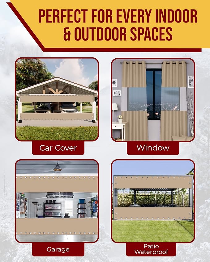 FoundGo 8'Hx10'W Outdoor Vinyl Curtains - Image 5