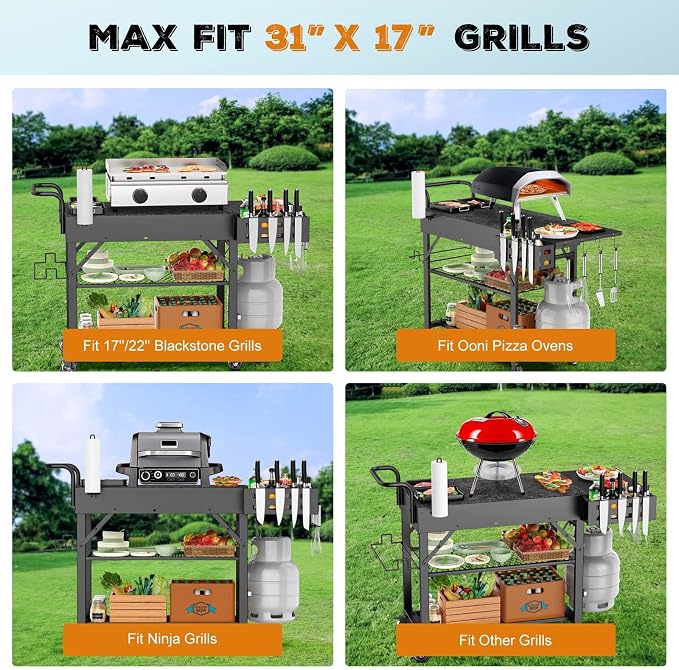 Outdoor Grill Cart, 440lbs Outdoor Grill Table, 31x17 inch Blackstone Griddle - Image 4