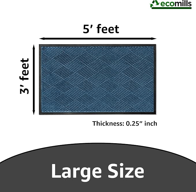 Ecomills Deluxe Diamond Entrance Door Mat, X-Large Heavy Duty Absorbent Rubber - Image 2