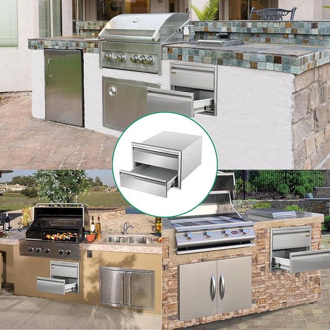 Outdoor Kitchen Drawers 18" W x 13" H x 21" D Stainless Steel Double Drawers - Image 6