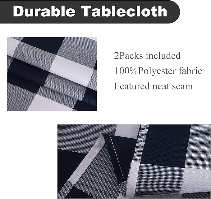 Cupuamon 2 Pack Waterproof Polyester Fabic Rectangle Checkered Tablecloth，60x84 - Image 2