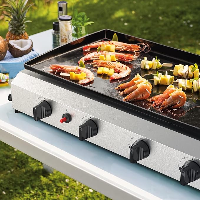 4 Burner Flat Top Grill, 30 Inch Stainless Steel Tabletop Portable Propane - Image 2