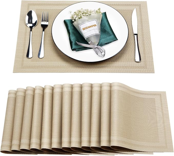 Placemats Set of 12, Heat and Stain Resistant Indoor/Outdoor Place mats by BxzanDya-LifeSmartMaker