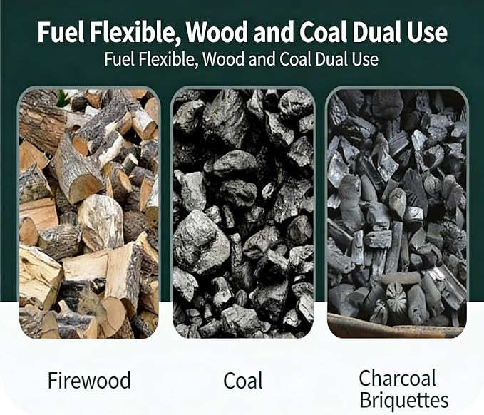 Wood Burning Stove with Chimney and Heat Shield, Outdoor Portable Heater - Image 4