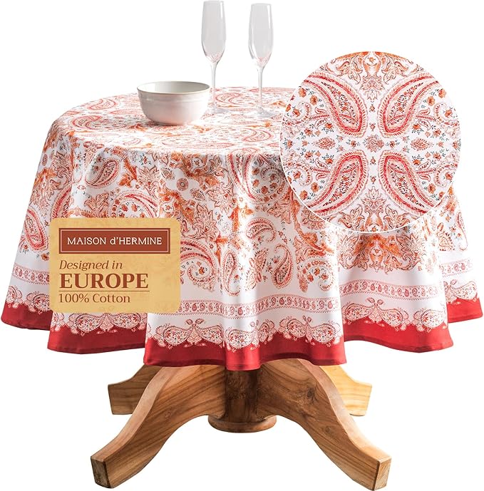 Maison d' Hermine Table Cloth Round Table 100% Cotton 69 Inches Fall Tablecloth by MaisondHermine