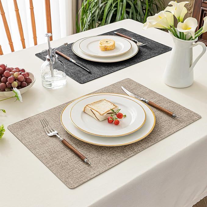 Romanstile Reversible Vinyl Placemats Set of 8, Faux Leather 100% Waterproof - Image 6