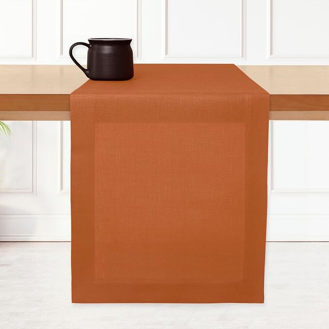 D'Moksha Homes Linen Rust Table Runner 84 Inches Long by DMokshaHomes