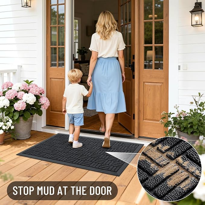 OLANLY Front Door Mat Outside Entrance 47x17, Heavy Duty Sturdy Natural Rubber - Image 7
