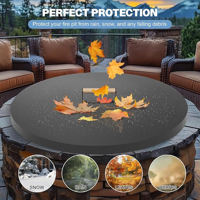 Fire Pit Lid Round 30", Heat Resistant Metal Firepit Cover - Image 5