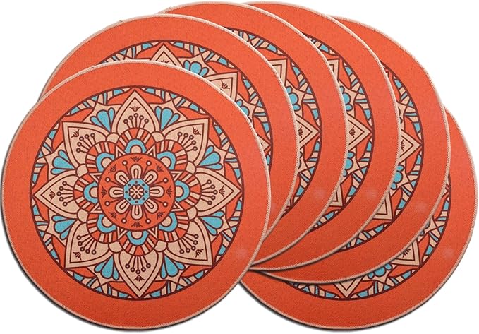 PIGCHCY Rubber Boho Placemats Set of 6, Waterproof Washable Table Mats by PIGCHCY
