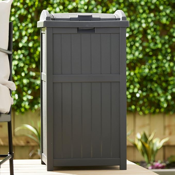 Suncast 4 Pack Outdoor Waste Bin Trash Hideaway Container - Image 9
