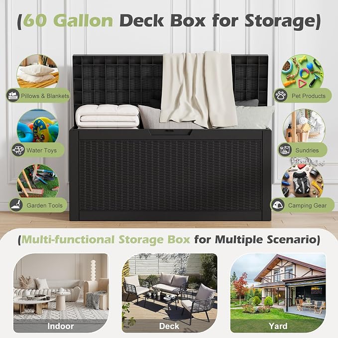 Outdoor Storage Box, Resin Deck Boxes Indoor and outdoor, Waterproof Storage - Image 2