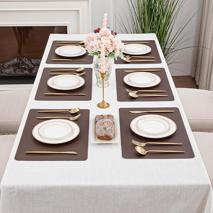 SHACOS Placemats Set of 6 Faux Leather Waterproof Leakproof Wipeable PU - Image 8