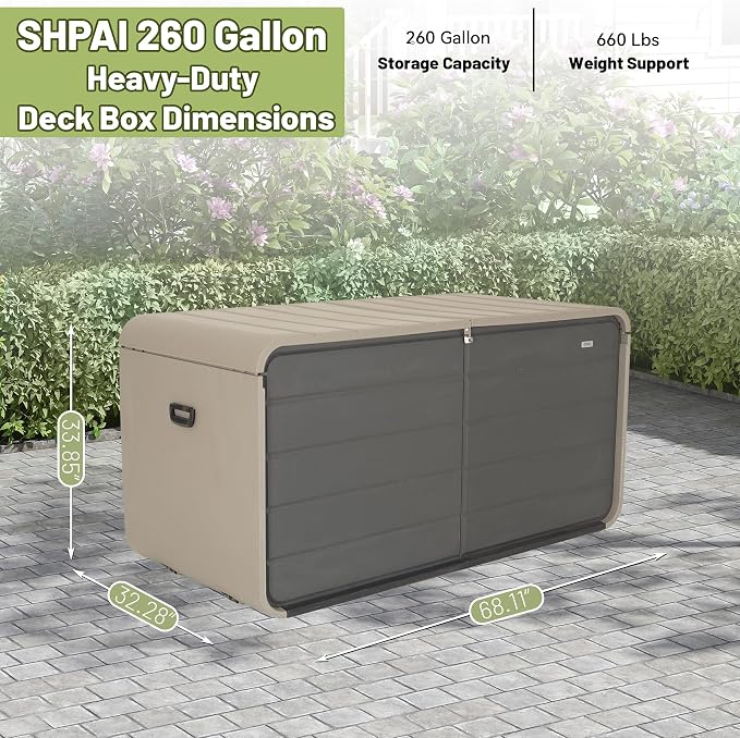260 Gallon Outdoor Storage Box, Deck Boxes Outdoor Waterproof, Patio Storage Box - Image 8