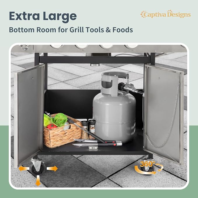 Captiva Designs 4-Burner Propane Gas BBQ Grill - Image 5