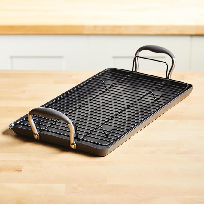 Double Burner Griddle, 10-Inch Hard Anodized Nonstick, Moonstone