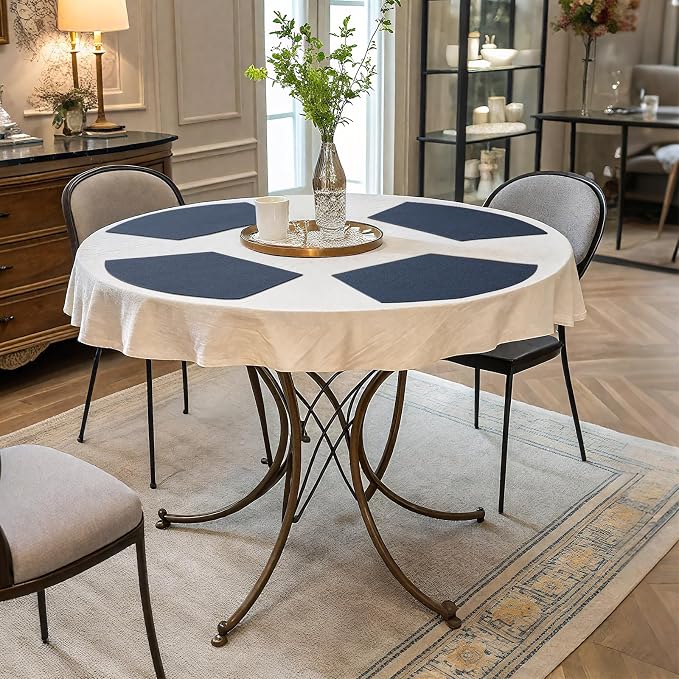 Homaxy Round Table Placemats Set of 6, Washable Wedge Shaped Faux Leather Table - Image 6