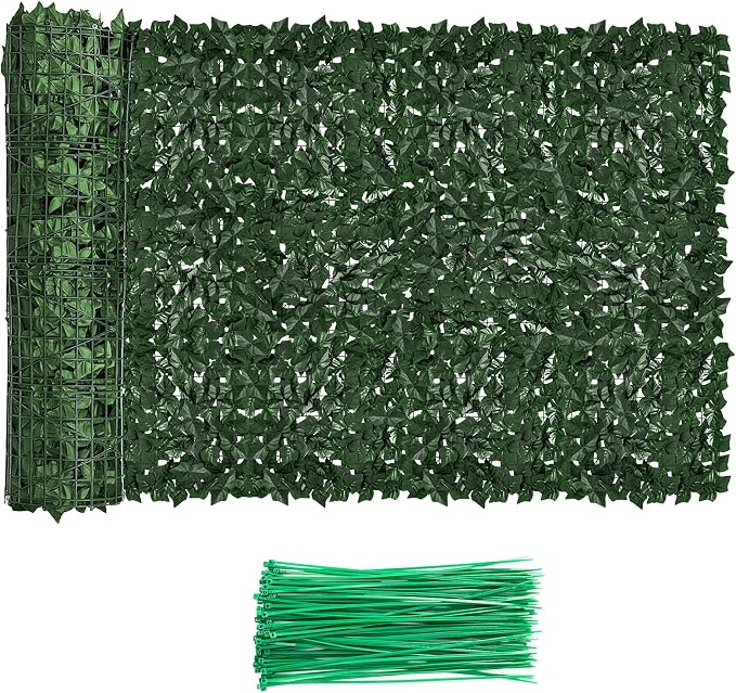 Faux Ivy Privacy Fence Screen Outdoor Expandable Artificial Greenery Roll Fake by Moeput