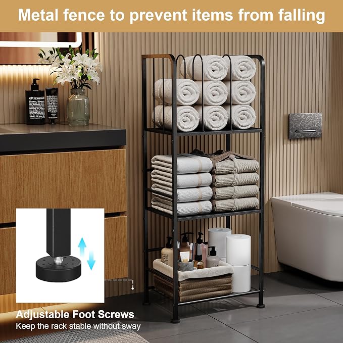 Towel Rack Free Standing 3-Tier M-Shaped Detachable Dividers, Durable Metal - Image 6