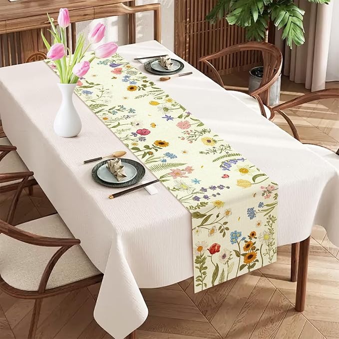 Summer Flower and Leaf Table Runner Seasonal Holiday Anniversary Indoor Outdoor - Image 7