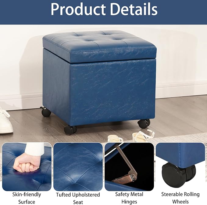 Homebeez Faux Leather Storage Ottoman - Image 4