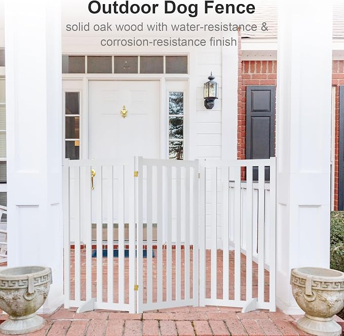 36" Height Extra Tall Freestanding Pet Gate, Solid Wood Folding Safety Fence - Image 7