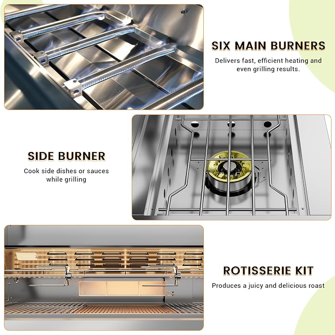 CT Copper Tailor 6-Burner Outdoor Kitchen BBQ Grill Island 99, 000 BTUs - Image 7