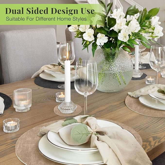 13-Inch Faux Leather Round Placemats Set of 12, Waterproof Anti-Slip Dual Sided - Image 6