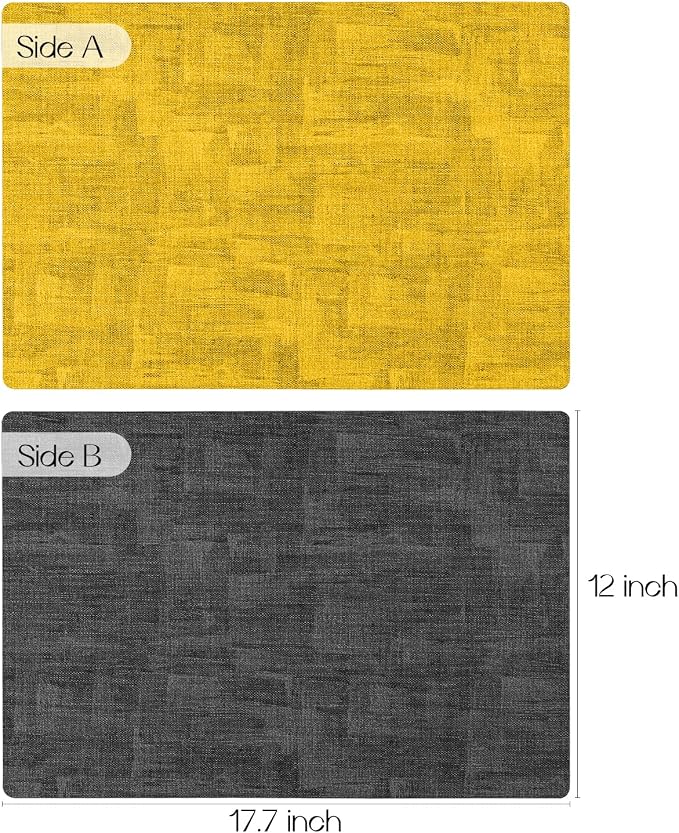 Romanstile Reversible Vinyl Placemats Set of 6, Faux Leather 100% Waterproof - Image 2