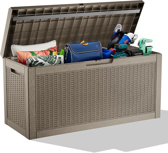 60 GallonOutdoor Storage Box, Resin Deck Boxes Waterproof, IndoorOutdoor Bin by GGYI