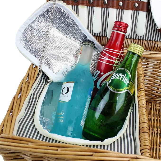 Picnic Basket for 2, Willow Hamper Set - Image 4