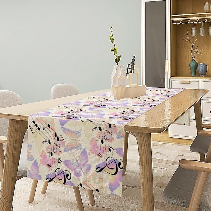 Music Butterfly Table Runner, Beautiful Musical Notes Spring Butterfly - Image 3