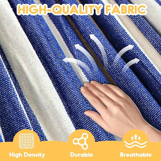 Hammock: Blue/White Cotton, Anti-Rollover Design, 660 lb Capacity