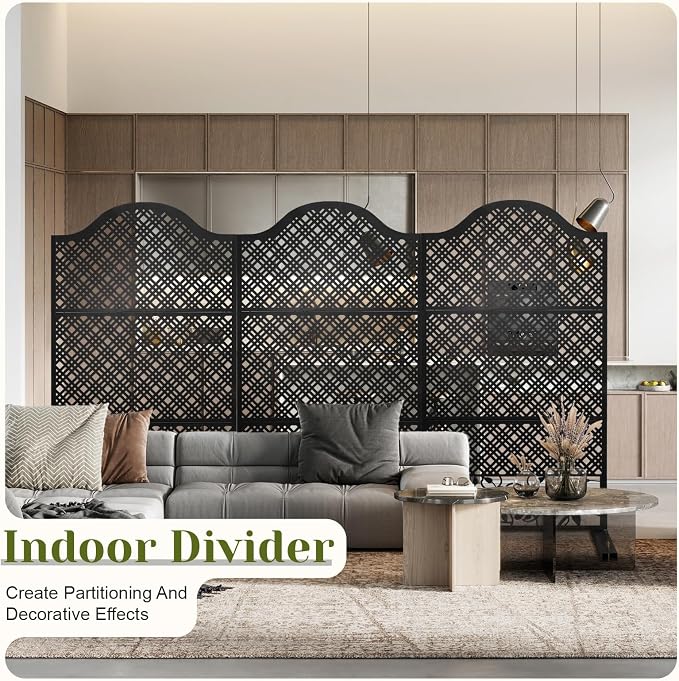 Outdoor Freestanding Decorative Privacy Screen 72" H×47" W Metal Room Divider - Image 8
