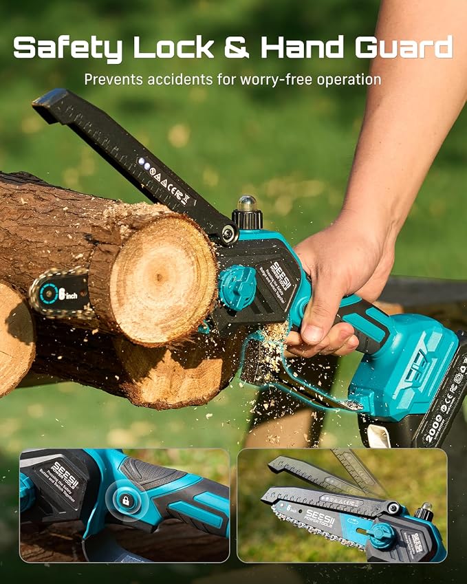 SEESII 2-in-1 Electric Pole Saws: Brushless Mini Chainsaw Cordless 6 Inch - Image 9