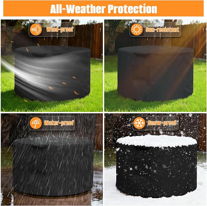 Kovshuiwe Round Gas Fire Pit Cover-600D Fabric Waterproof and Resistant - Image 7