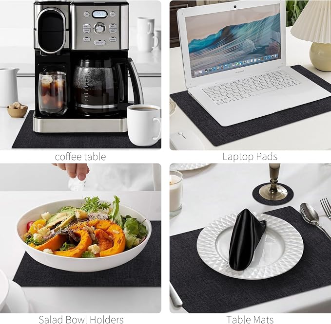 MOSAYT Faux Leather Placemats Set of 6, Heat Resistant Wipeable Washable Vinyl - Image 8