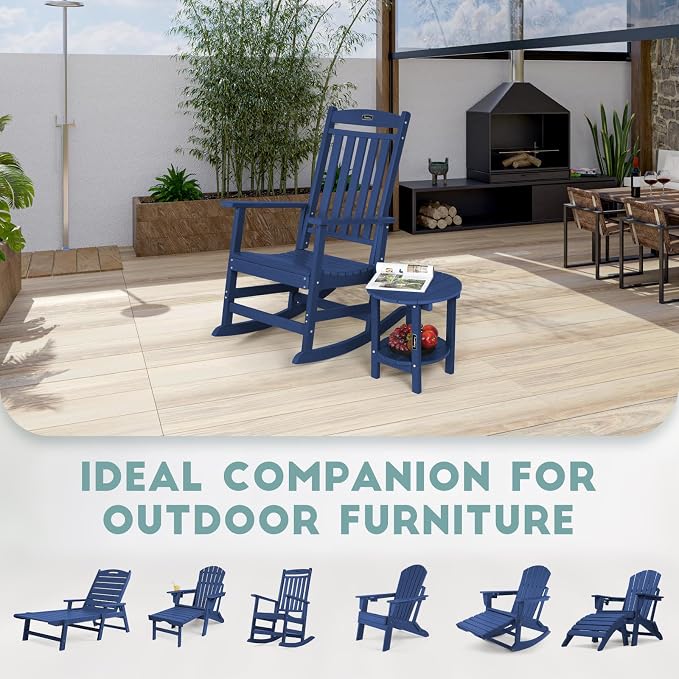 FUNBERRY Outdoor Adirondack Side Table Set of 2, 2-Tier Patio End Tables - Image 8