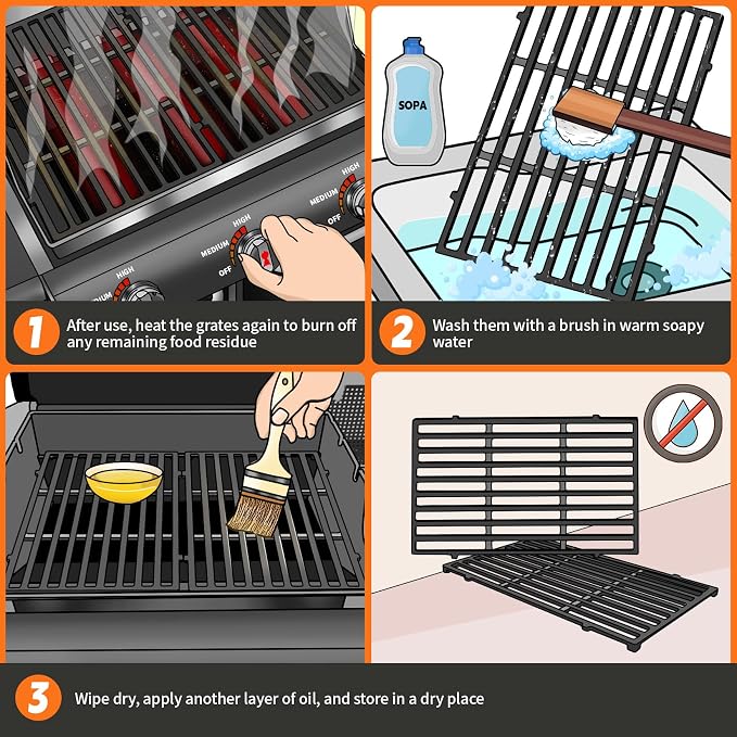 GGC 7637 Grill Grates for Weber Spirit E210 E220 S210 S220, 17.5" Cast Iron - Image 7