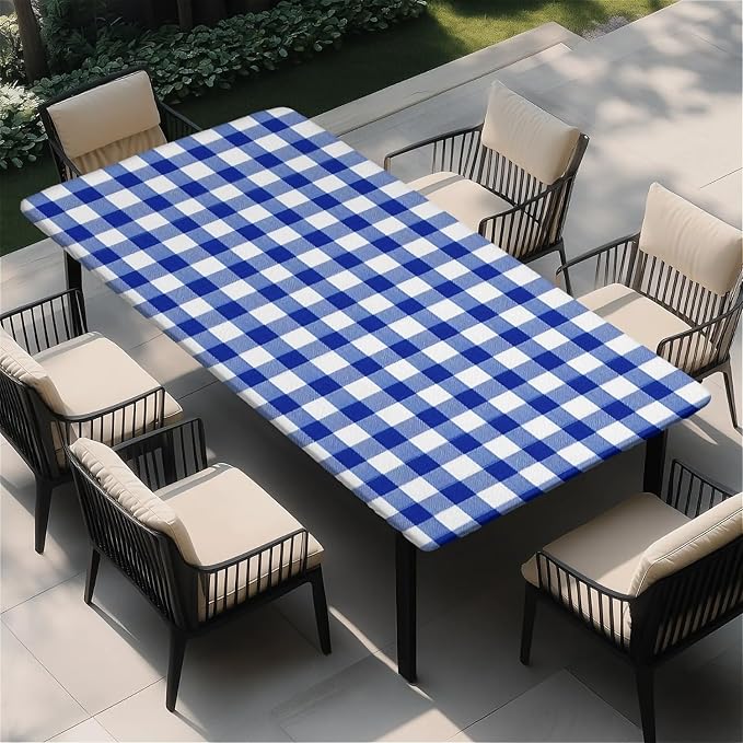 Rectangle Table Cloth Cover Waterproof Elastic Fitted Polyester Fitted by Unknown