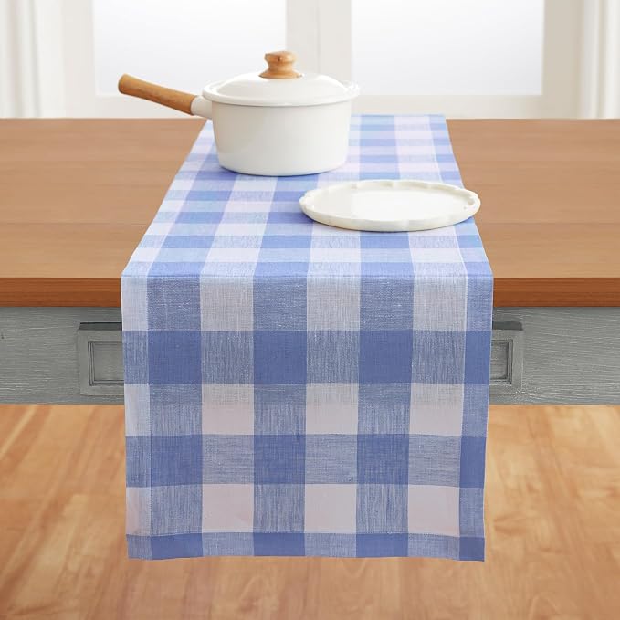 Solino Home Linen Checkered Table Runners 90 Inches Long by SolinoHome