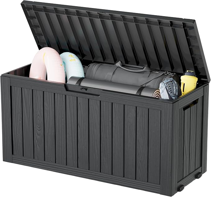 NUNU LAB 75 Gallon Outdoor Storage Box, Deck Box Resin Large Sturdy, Backyard by NUNULAB